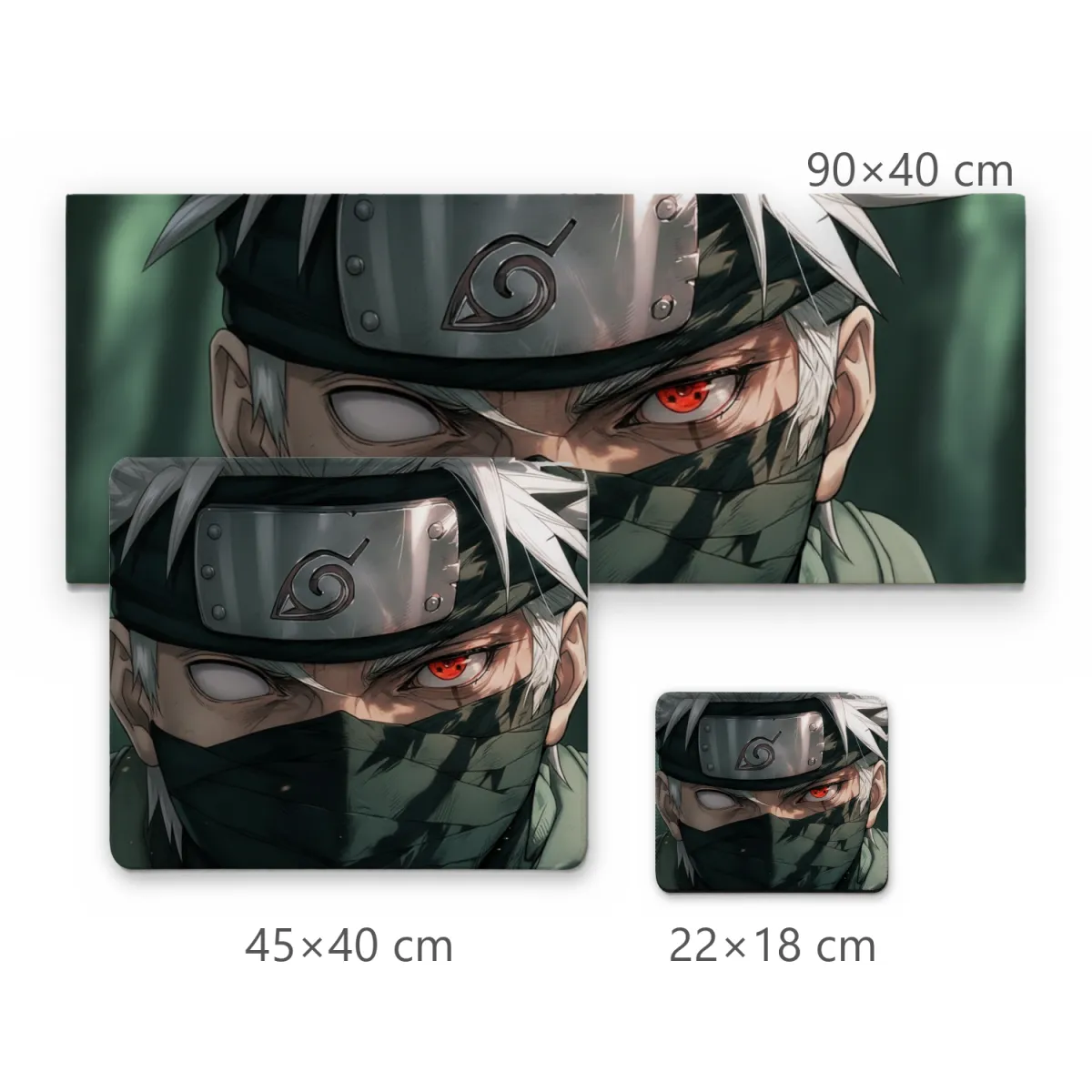 Mousepad Ninja de Cabelo Prateado com Máscara e Olho Vermelho Estilo Anime