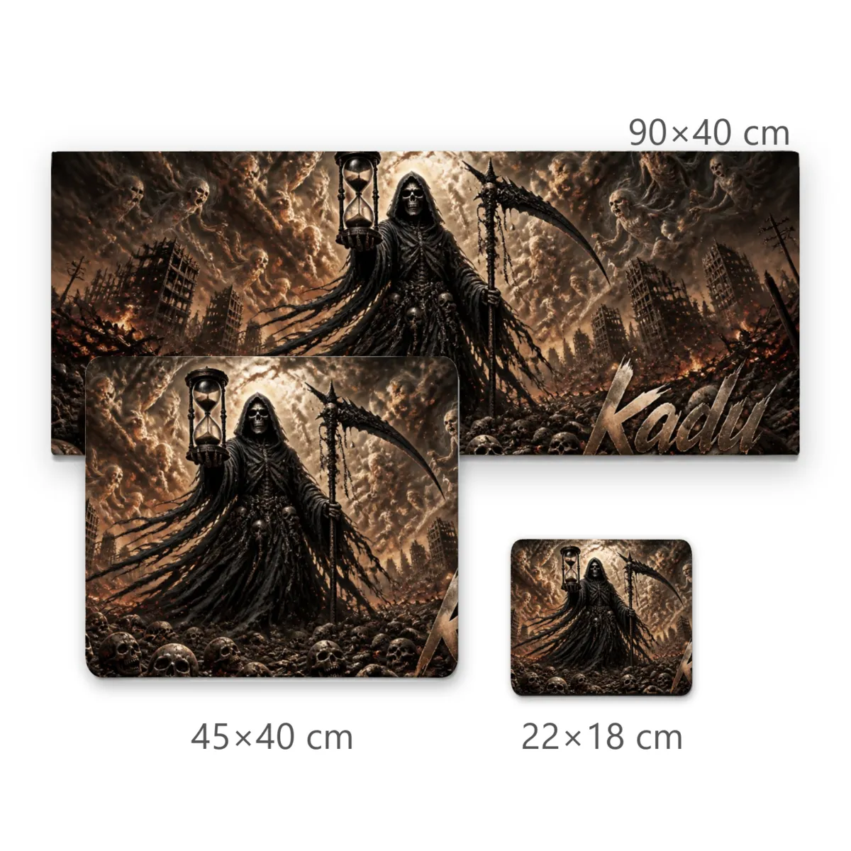 Mousepad Gamer Ceifador da Morte com Ampulheta e Cenário Pós-Apocalíptico