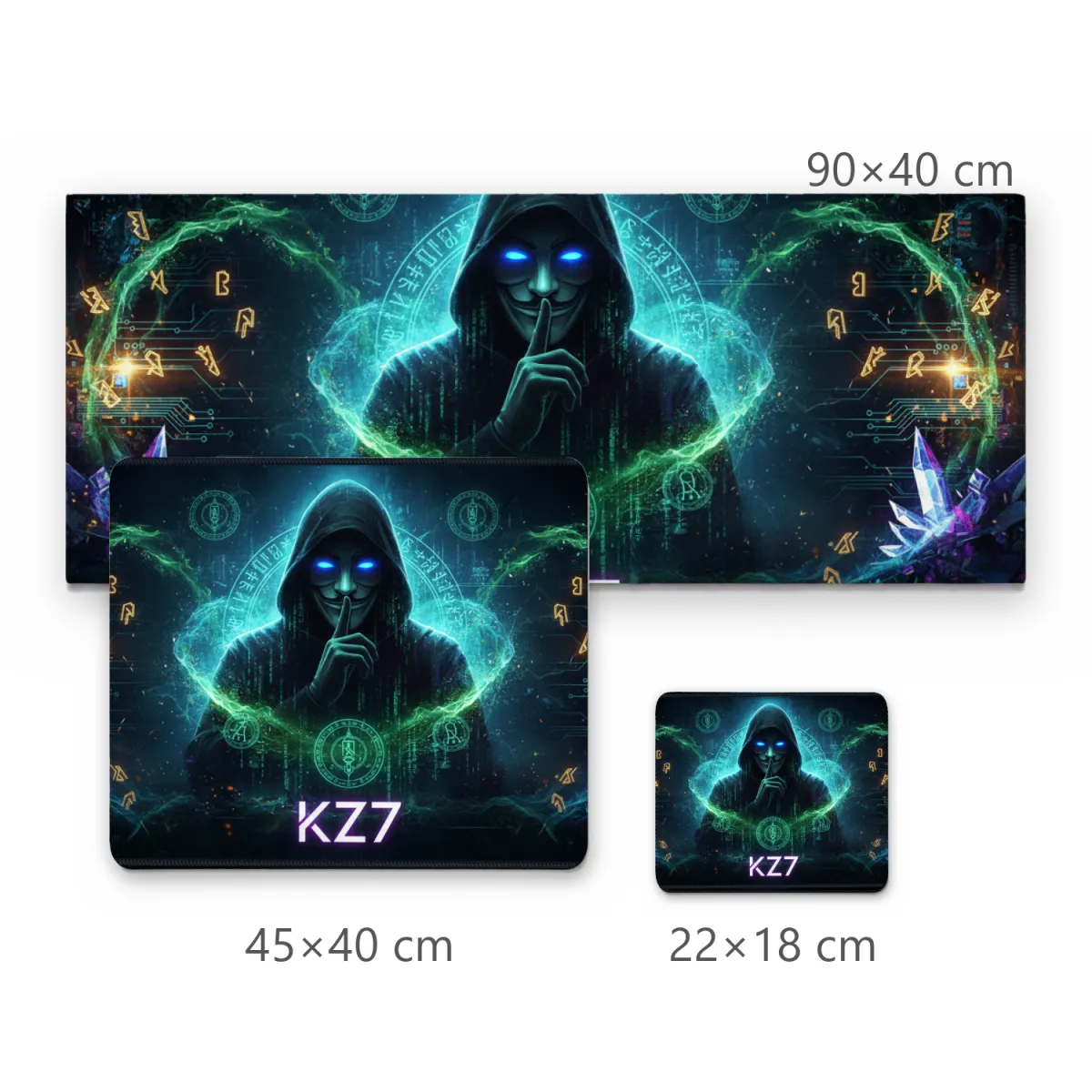 Mousepad Gamer Hacker Misterioso com Efeitos Místicos e Nome KZ7
