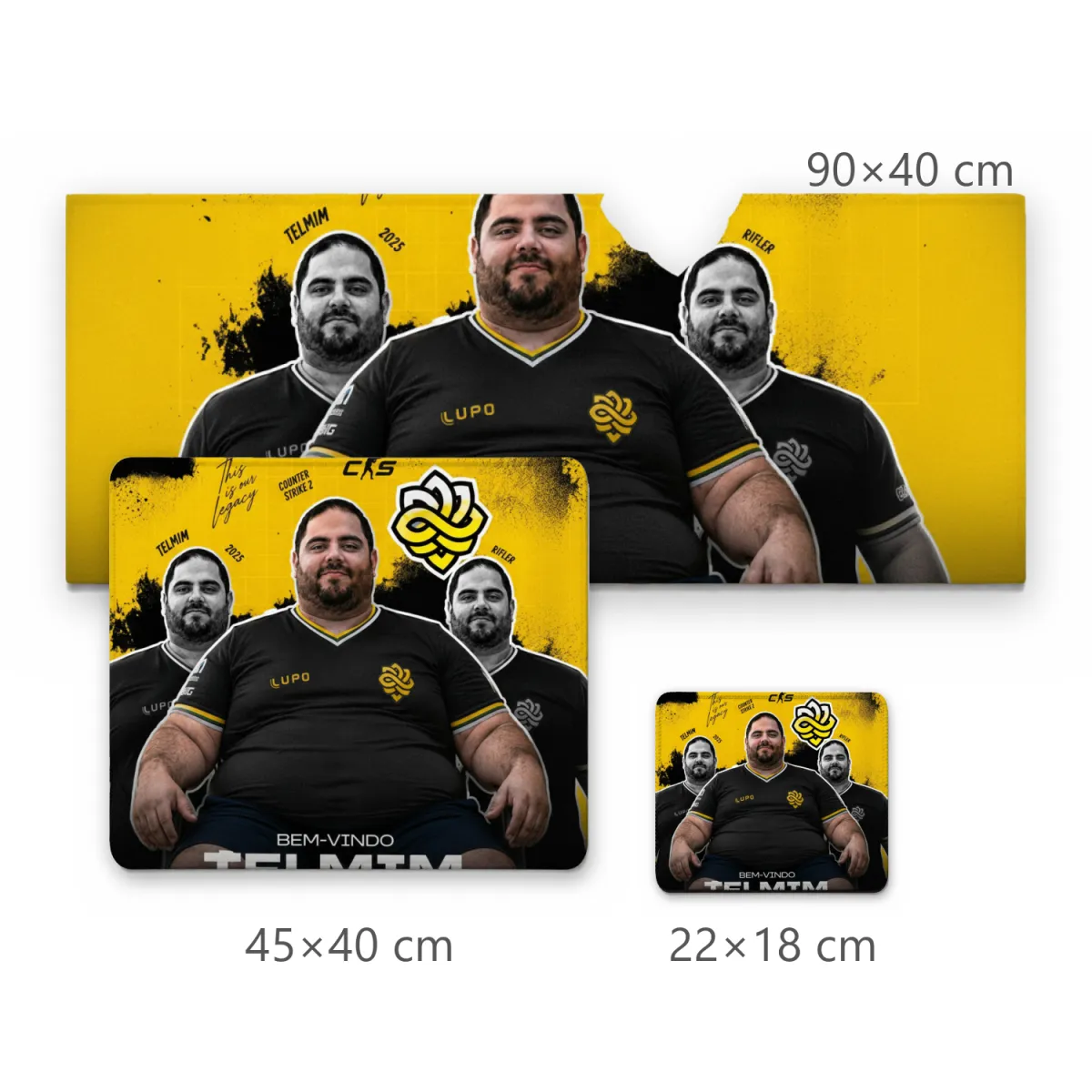 Mousepad Gamer Gamer Telmim E-sports com Fundo Amarelo e Preto