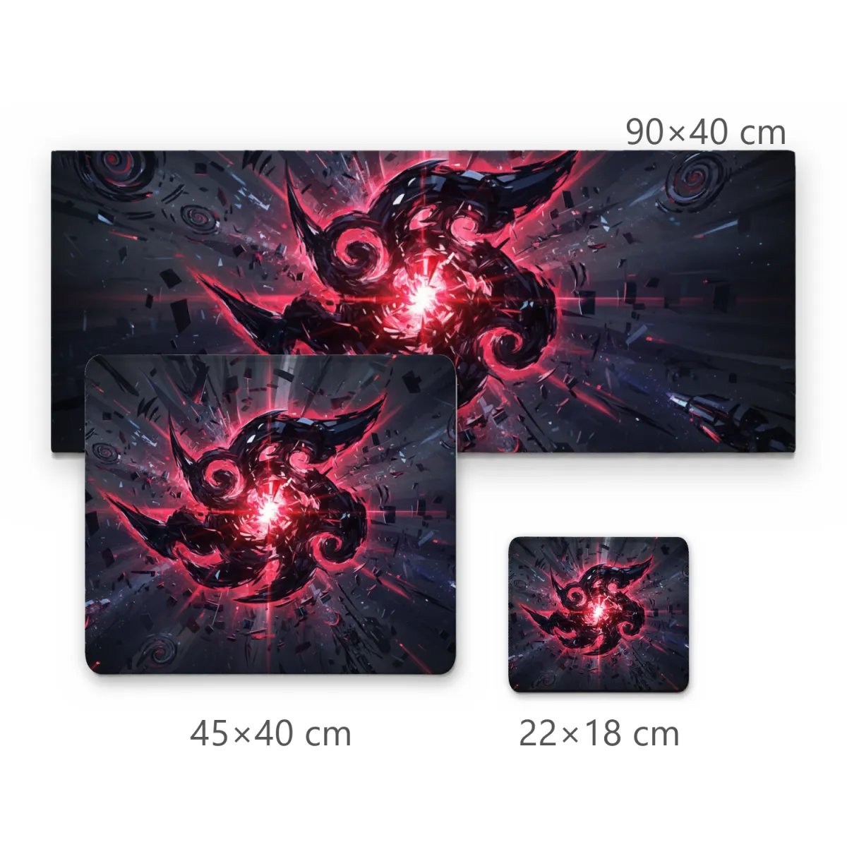 Mousepad Gamer Vortex Abstrato Shuriken em Vermelho e Preto