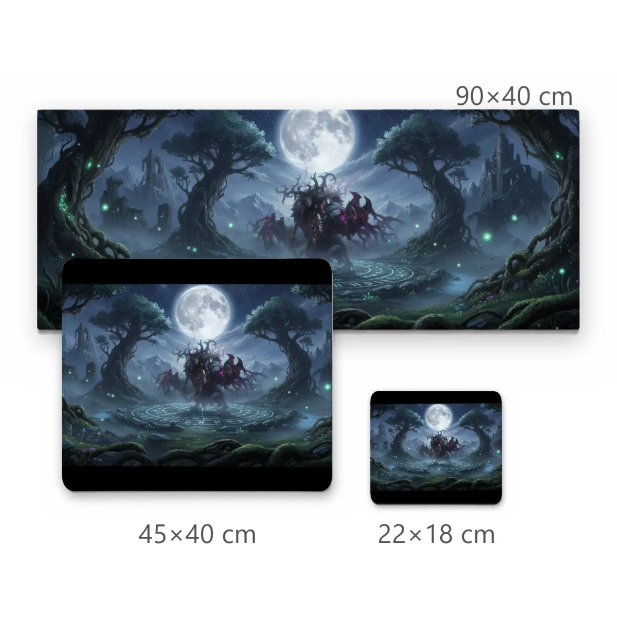 Mousepad Floresta Sombria Sob Lua Cheia Fantasia Épica