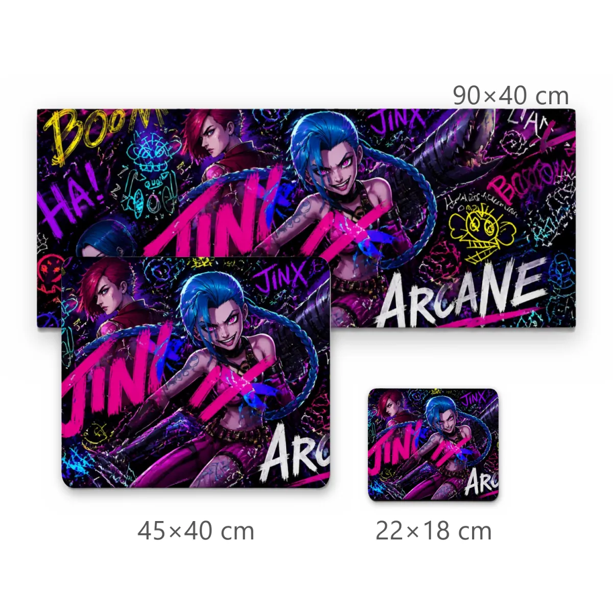 Mousepad Gamer Arcane Jinx em Estilo Grafite Neon