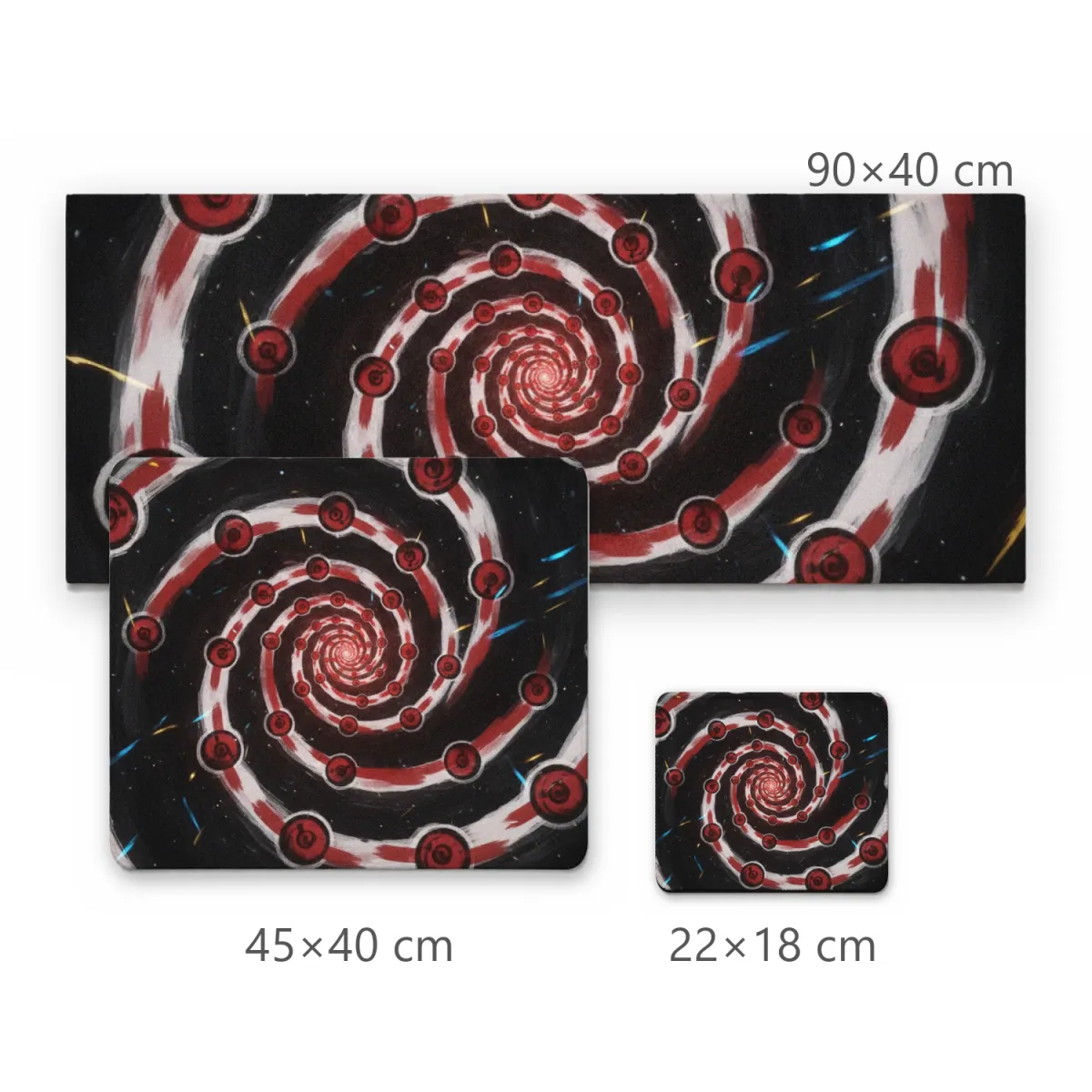 Mousepad Espiral de Olhos Vermelhos Estilo Sharingan com Fundo Cósmico