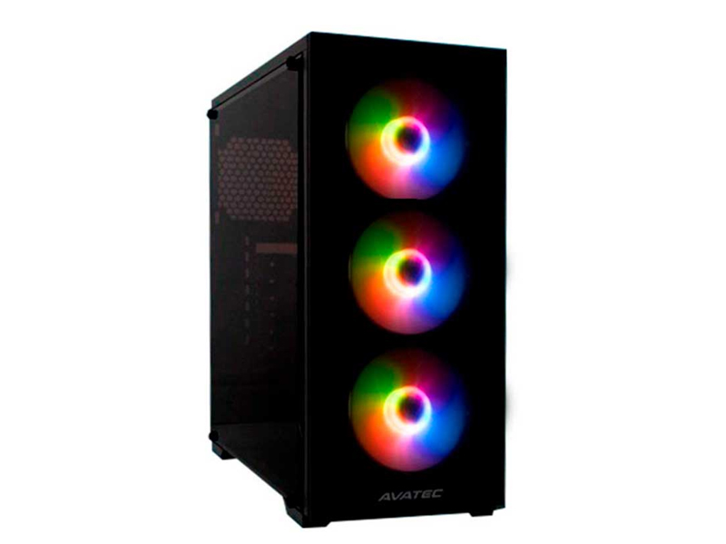 CASE GAMER AVATEC CCA-4603B 450W, 3FAN RGB, PANEL VIDRIO, COLOR NEGRO