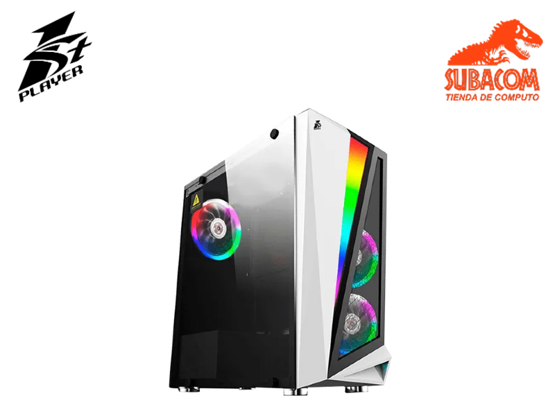 CASE GAMER 1ST PLAYER RAINBOW R5, 3FAN RGB, TIRA FRONTAL, VIDRIO TEMPLADO, COLOR BLANCO