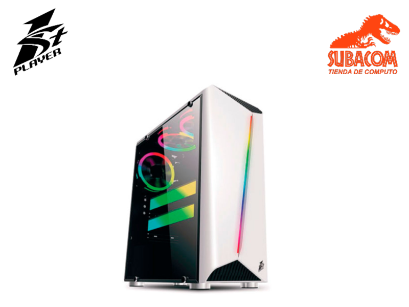 CASE GAMER 1ST PLAYER RAINBOW R3, PANEL VIDRIO, BANDA LED RGB, 3 FAN ARGB, COLOR BLANCO