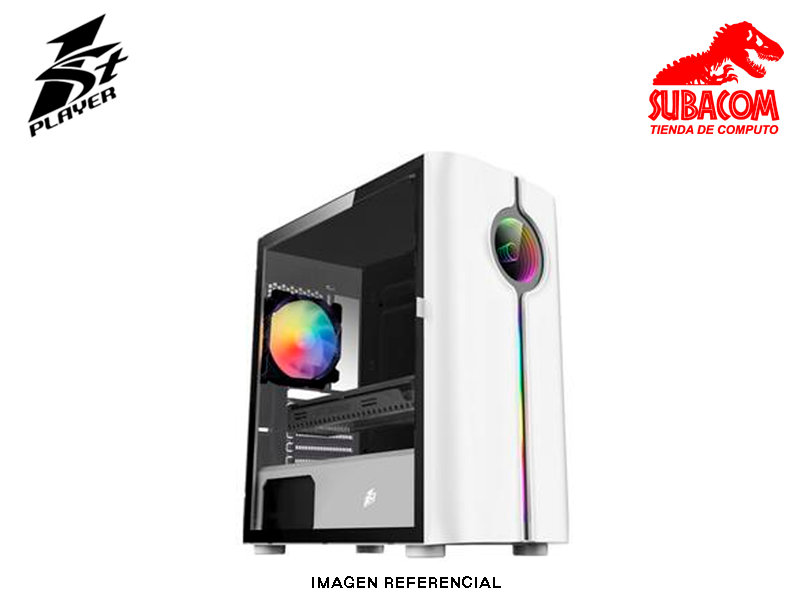 CASE GAMER 1ST PLAYER IS3, 3FAN ARGB, VIDRIO TEMPLADO, BANDA LED RGB, COLOR BLANCO