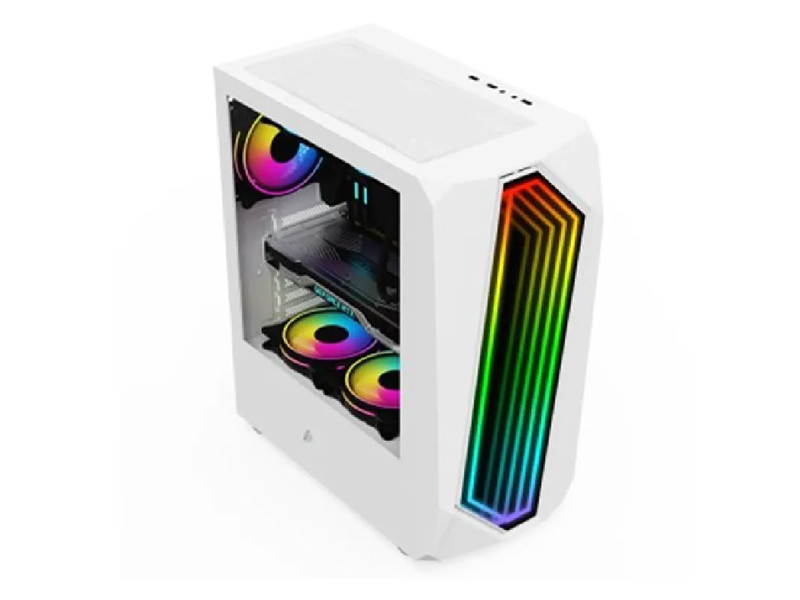 CASE GAMER 1ST PLAYER INFINITE SPACE IS6, VIDRIO TEMPLADO, BANDA FRONTAL LED ARGB, 3 FAN ARGB, COLOR BLANCO