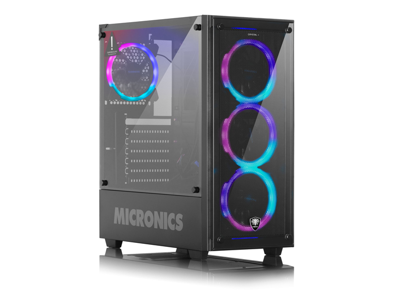 CASE GAMER MICRONICS CRYSTAL FNT8021R,4 FAN RGB, VIDRIO TEMPLADO, CONTROL REMOTO