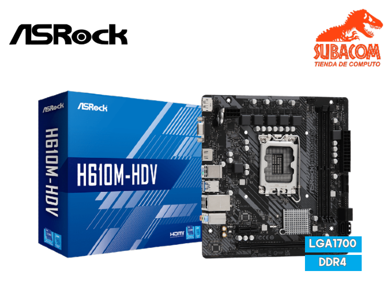 PLACA ASROCK H610M HDV, LGA 1700, DDR4 3200MHZ, HDMI DP, INTEL