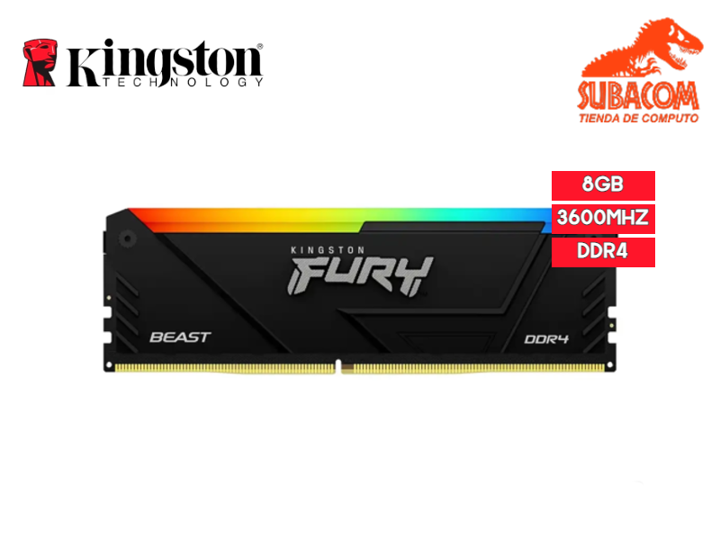 MEMORIA RAM KINGSTON FURY BEAST 8GB 3600 MHZ RGB DDR4