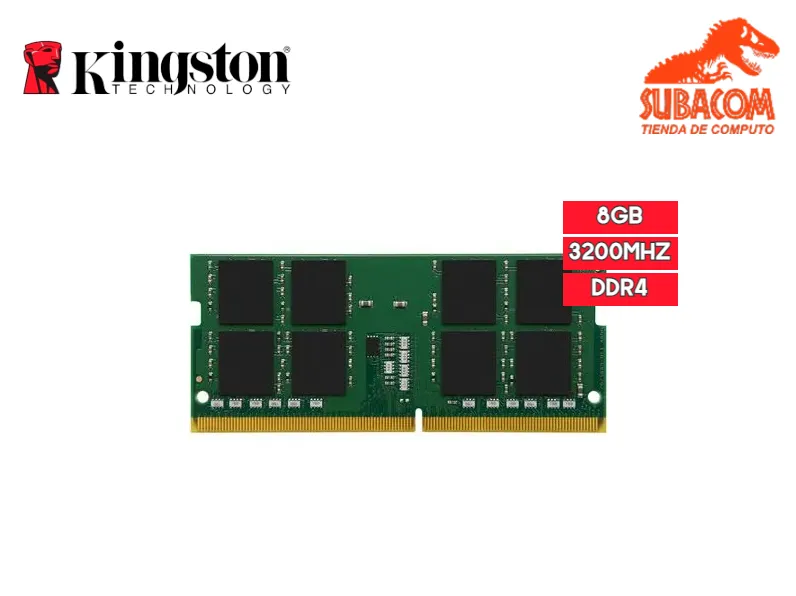 MEMORIA RAM KINGSTON KVR 8GB 3200MHZ DDR4 CL22 SODIMM (Venta solo con Laptop)