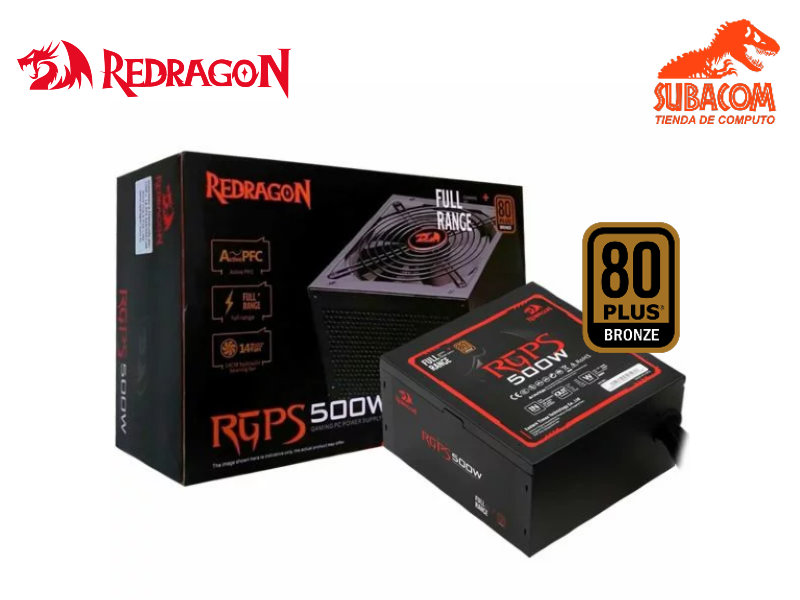 FUENTE DE PODER GAMING REDRAGON RGPS-500W 80+ BRONZE