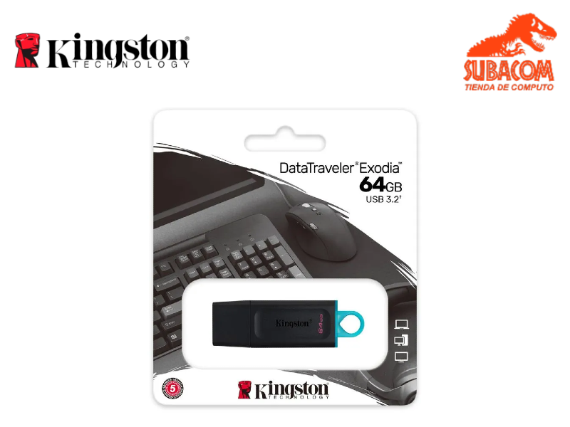 USB KINGSTON DATA TRAVELER EXODIA 64GB, 3.2, COLOR NEGRO