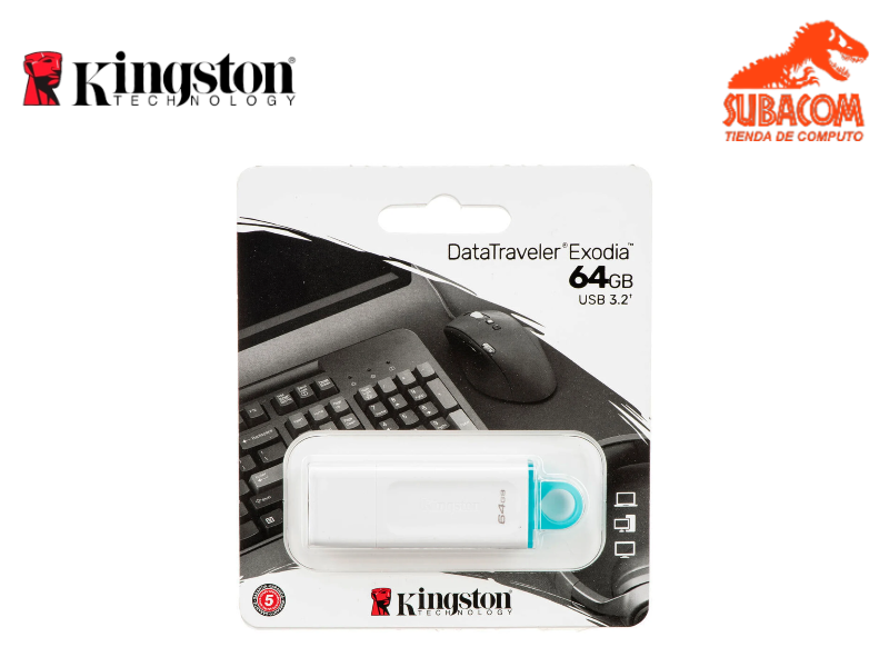 USB KINGSTON DATA TRAVELER EXODIA 64GB, 3.2, COLOR BLANCO