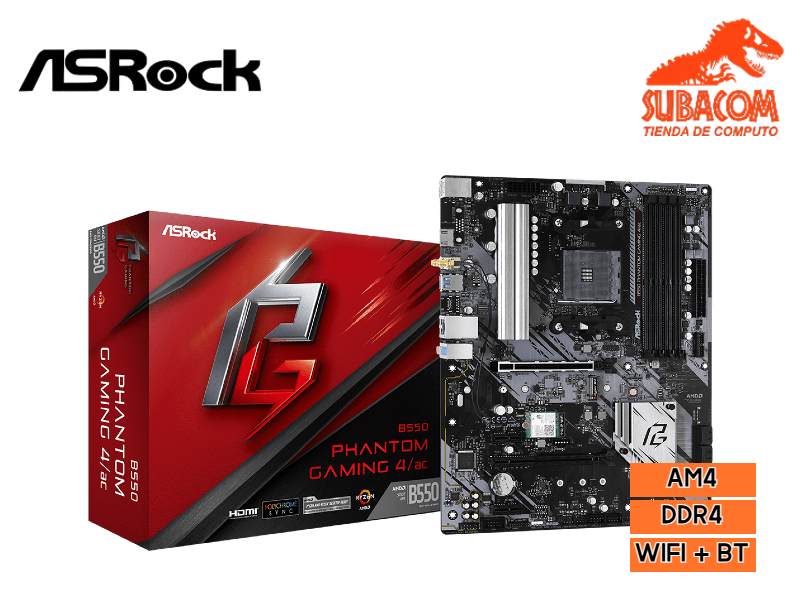 PLACA ASROCK B550 PHANTOM GAMING 4/AC, AMD RYZEN, AM4, EN PROMOCIÓN DE SUBACOM