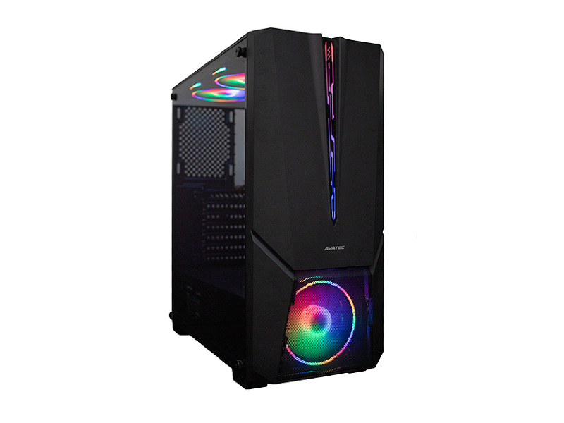 CASE GAMER AVATEC CCA-5202B 550W, 3FAN LED RGB, VIDRIO TEMPLADO, COLOR NEGRO
