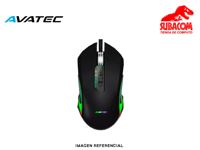 MOUSE AVATEC CMS-8411B, 7200 DPI, RGB, COLOR NEGRO