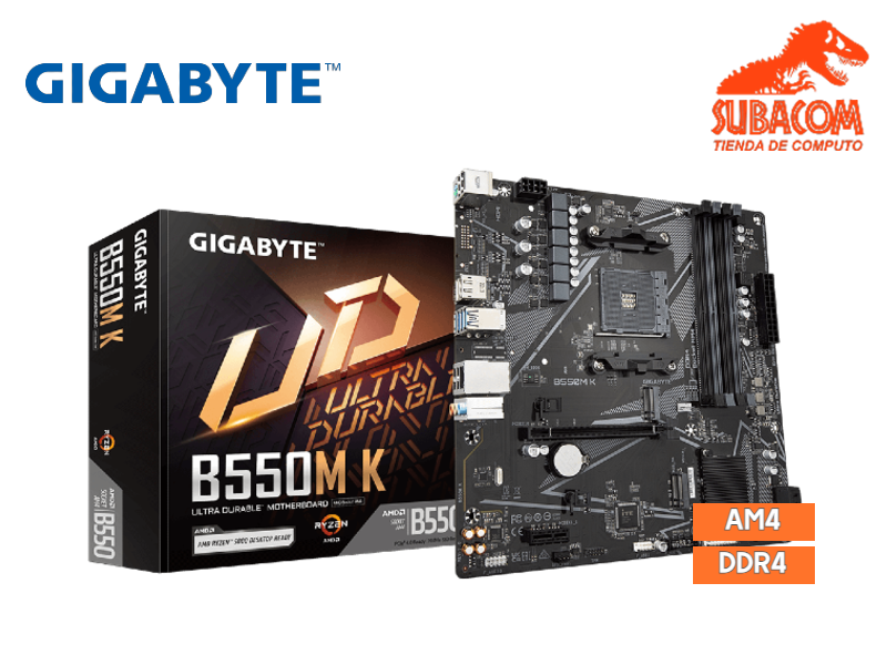 PLACA GIGABYTE ULTRA DURABLE B550M K, AMD AM4, 4 RANURAS DDR4, mATX