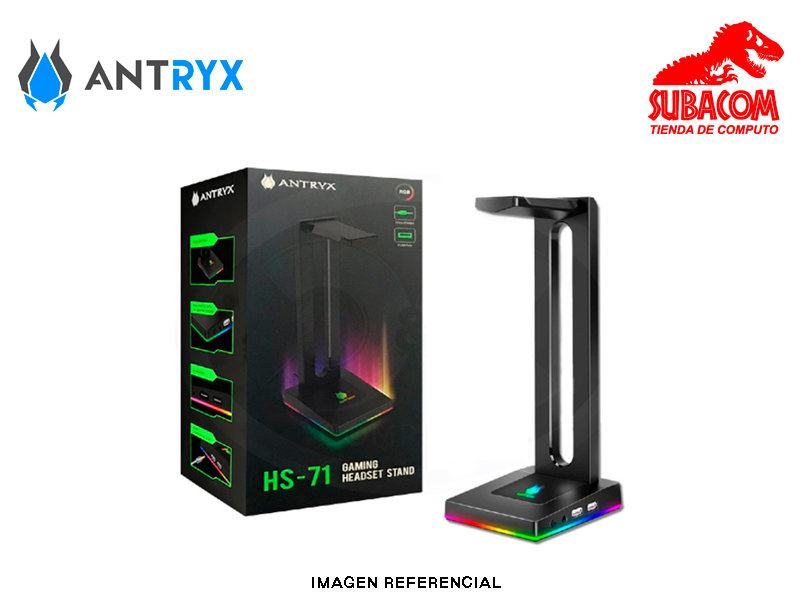 SOPORTE DE AUDIFONO ANTRYX HS-71RGB, 2 USB