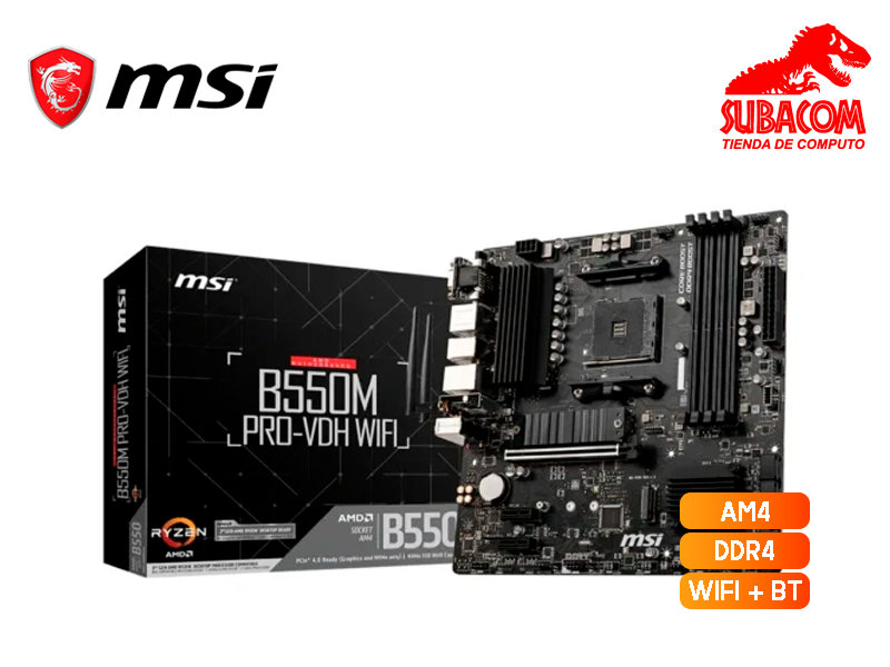 PLACA MADRE MSI B550M PRO-VDH WIFI, AMD AM4, 4 RANURAS DDR4, mATX