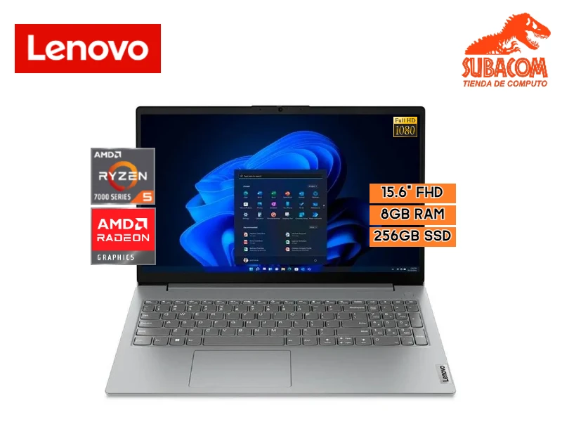 LENOVO V15 G4 AMN, AMD RYZEN 5-7520U, RAM 8GB DDR5, SSD 256GB, AMD RADEON 610M GRAPHICS, PANT. 15.6" FULL HD TN, 2 CELDAS, FREEDOS, COLOR GRIS
