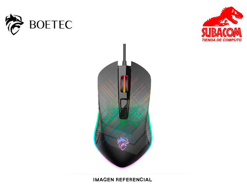 MOUSE BOETEC G-KYRIOS, 6400 DPI, RGB, CABLE TRENZADO, USB, NEGRO