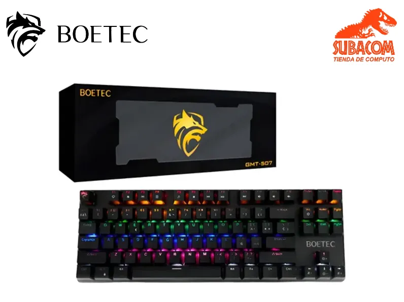 TECLADO MECÁNICO BOETEC GMT-507, RGB, TLK 80%, SWITCH NARANJA, FULL ANTIGHOSTING, CABLE TRENZADO TIPO C - USB, NEGRO