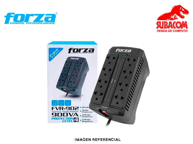 ESTABILIZADOR FORZA FVR-902 900VA, 450W, 8 TOMAS, NIVEL PROTECCION 4