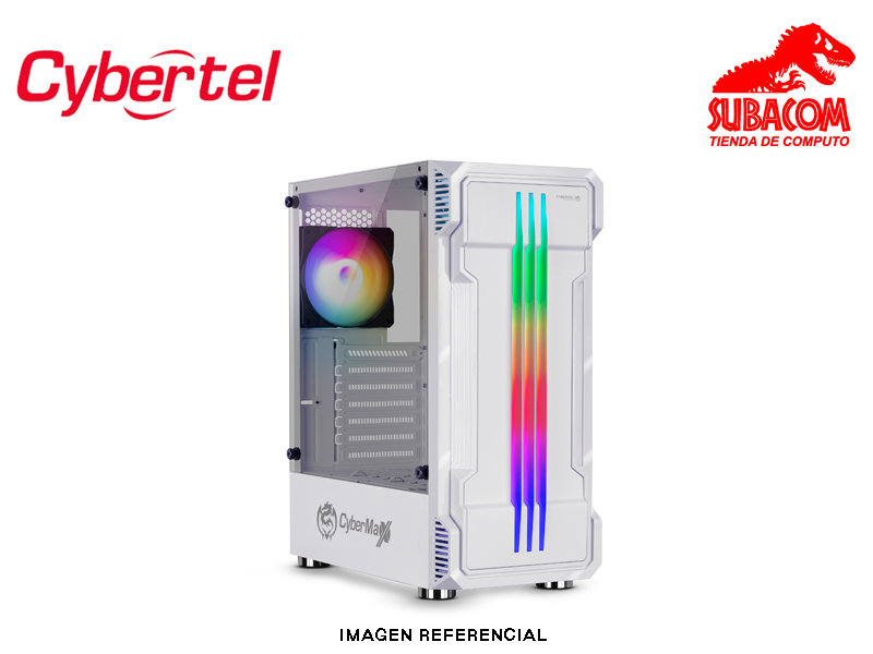 CASE GAMER CYBERTEL SAMURAI CBX 5021W, 1FAN STRIPE RGB, 3 USB, VIDRIO TEMPLADO, COLOR BLANCO
