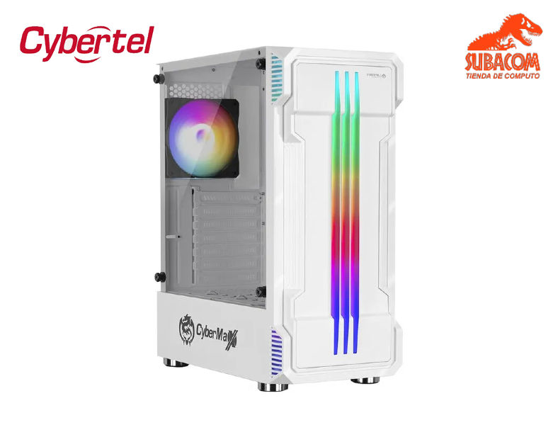CASE GAMER CYBERTEL SAMURAI CBX 5021W, 1FAN STRIPE RGB, 3 USB, VIDRIO TEMPLADO, COLOR BLANCO