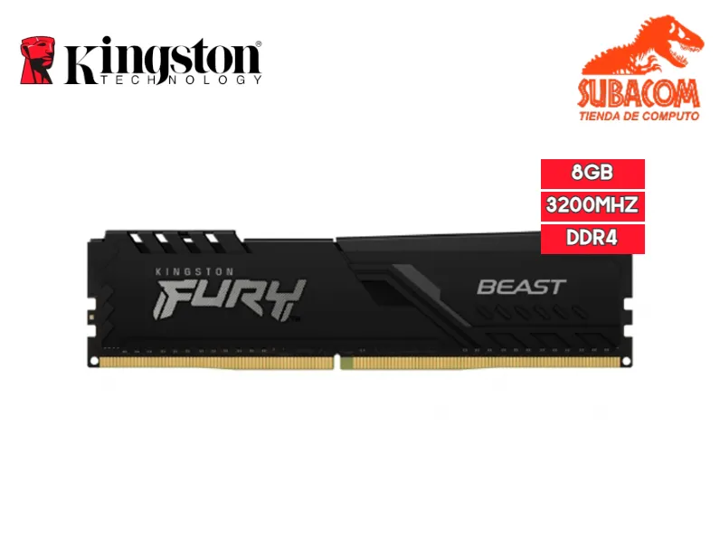 Memoria RAM Kingston Fury Beast 8GB, DDR4 3200MHz, CL16