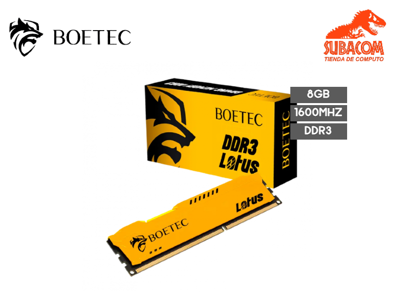 MEMORIA RAM BOETEC LOTUS, 8GB 1600MHZ DDR3