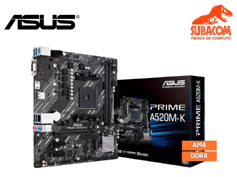 PLACA MADRE ASUS PRIME A520M-K, AMD AM4, 2 RANURAS DDR4, mATX