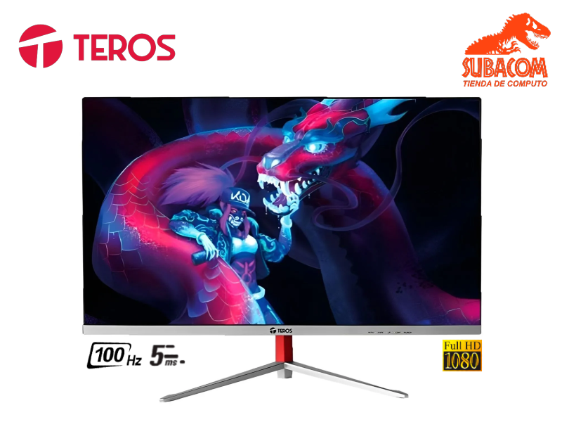 MONITOR CURVO TEROS TE-2401S, 24" FULL HD, VA, 100HZ, 5MS, HDMI, VGA, COLOR NEGRO