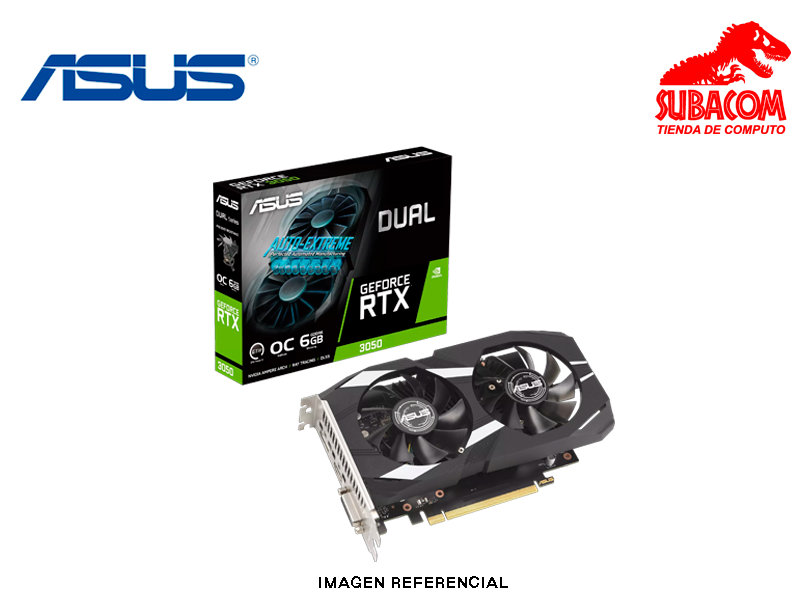 TARJETA DE VIDEO ASUS DUAL, NVIDIA RTX 3050 DE 6GB GDDR6, 2 FAN, OC EDITION, COLOR NEGRO
