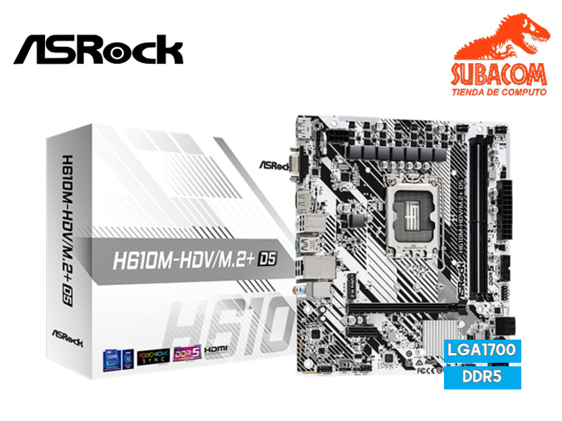 PLACA MADRE ASROCK H610M-HDV / M.2 + D5, LGA 1700, DDR5 5600MHZ 
