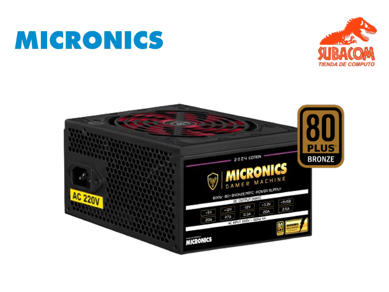 FUENTE DE PODER MICRONICS PPCF, 600W 80+ BRONZE