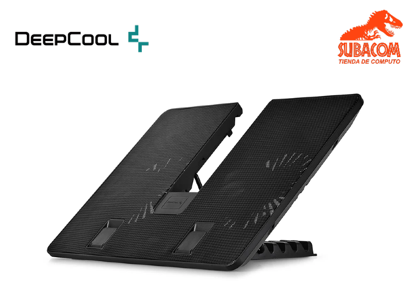 COOLER PARA LAPTOP,  DEEPCOOL U PAL, HASTA 15.6", MALLA METALICA, 2 FAN 140mm, 1 USB 3.0, ALTURA REGULABLE HASTA 45°, COLOR NEGRO