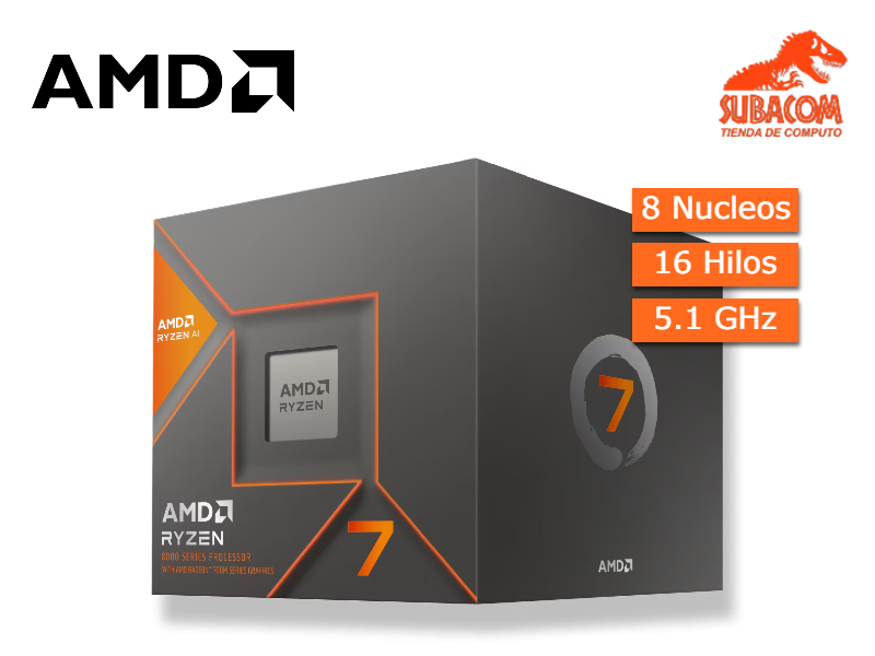 PROCESADOR AMD RYZEN 7 8700G, 8 NUCLEOS, 16 SUBPROCESOS, HASTA 5.1GHZ