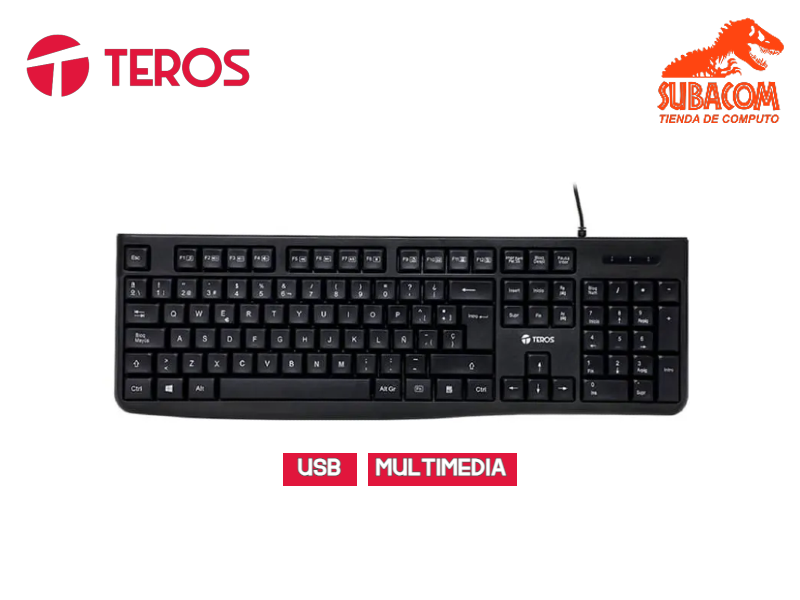 TECLADO MULTIMEDIA TEROS TE-4067S, USB, COLOR NEGRO