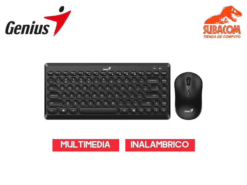 COMBO GENIUS TECLADO Y MOUSE INALAMBRICO LUXEMATE Q8000, LOW PROFILE, NANO USB, COLOR NEGRO