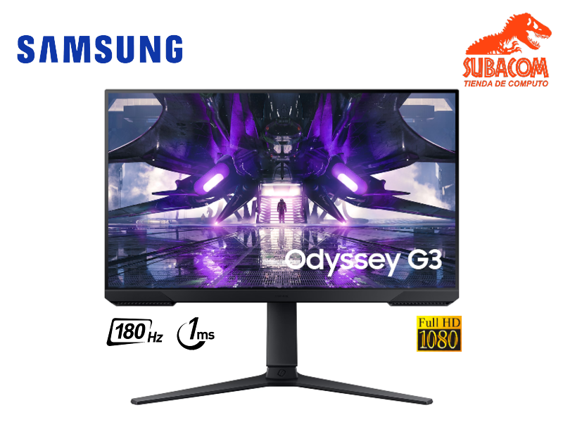 MONITOR PLANO SAMSUNG ODYSSEY G3 LS24DG300ELXPE, 24" FULL HD, VA, 180HZ, 1MS, PIVOTEABLE, COLOR NEGRO