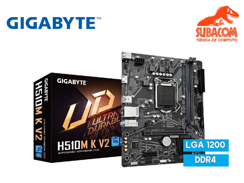PLACA MADRE GIGABYTE ULTRA DURABLE H510M K V2, INTEL LGA 1200, 10TH 11TH GEN, 2 RANURAS DDR4, M.2, MICRO ATX