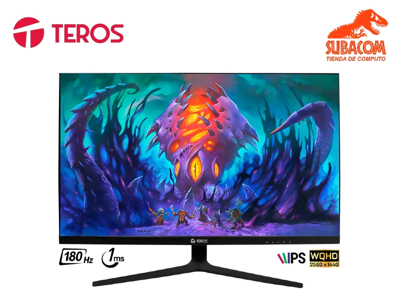 MONITOR PLANO GAMING TEROS TE-2769G, 27" QHD IPS FLAT, 180 HZ, 1MS, HDMI, DP, AUDIO