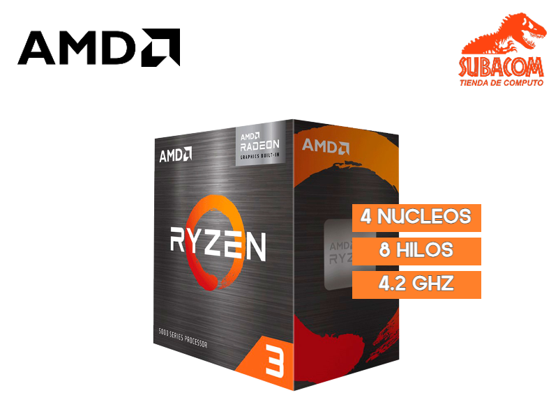 PROCESADOR AMD RYZEN 3 5300G, 4.00 / 4.20 GHz, 8MB L3, 4 NUCLEOS, AM4, 7NM, 65W.