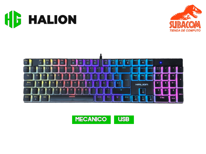 TECLADO MECANICO GAMER HALION STELLAR  HA-KG916, RAINBOW METAL