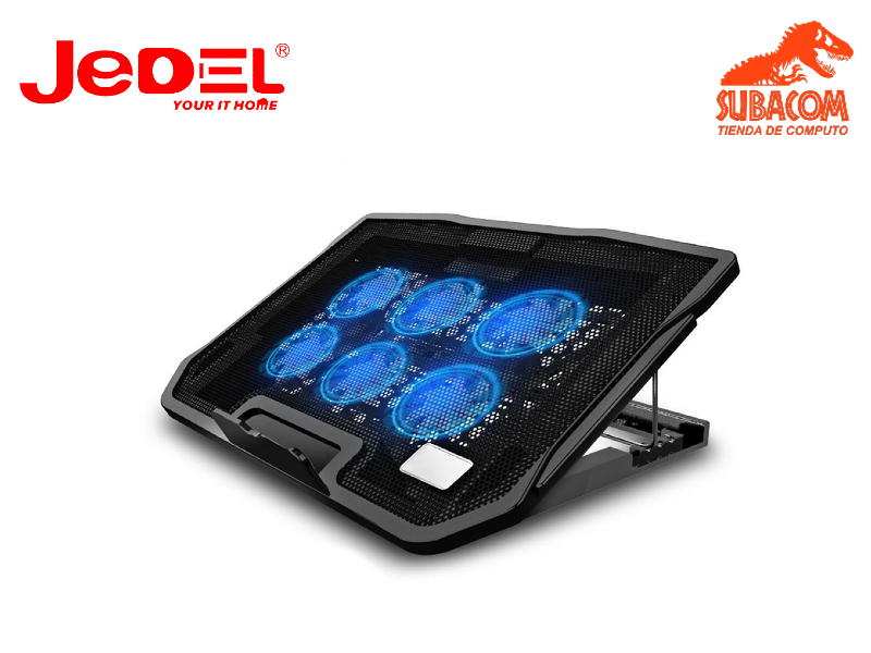 COOLER PAD JEDEL H9 / 14"/ 6 FAN / PLASTIC + IRON MESH