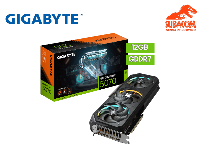 TARJETA DE VIDEO GIGABYTE GAMING OC, NVIDIA RTX 5070 DE 12GB GDDR7, 3 FAN, OC EDITION, COLOR NEGRO